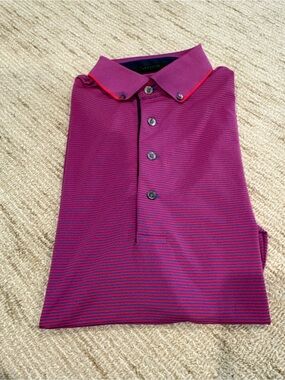 Greyson Magenta and Red Trim Polo Shirt